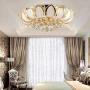 Luxury Crystal Indoor Chandeliers, Modern Gold Flush Mount Ceiling Light Pendant Lamp Fixture for Living Room, Dining Room and Bedroom