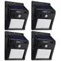 TORCHSTAR Outdoor LED Solar Powered Motion Sensor Light, IP65 Waterproof Wireless Outdoor Wall Lighting for Driveway, Patio, Garage, Porch, 6500K Pure White, Black, Pack of 4