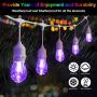 48FT Outdoor RGB String Lights, Cafe RGB LED String Light with 15+3 E26 Shatterproof Edison Bulbs Dimmable, Commercial Light String for Patio Backyard Garden Christmas, 2 Remote, White Wire