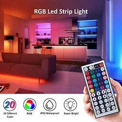 LED Strip Lights,Starlotus RGB 32.8feet/10M Waterproof Flexible Self-Adhesive Led Light Strips,5050 300Leds Color Changing Rope Lights with 44 Keys IR Remote Controller and Power Supply Apply for Home