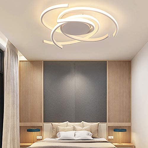 TFCFL Modern LED Ceiling Light, Flush Mount Dimmable Acrylic Chandeliers Pendant Lamp with Remote Control for Living Room Bedroom Dining Room Kitchen Island Office Hanging (White)