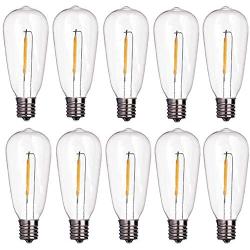 Goothy 10-Pack LED Light Bulbs 0.6 Watt C9/E17 Screw Base ST40 Replacement Clear Plastic Light Bulbs for Outdoor Patio ST40 String Lights, Warm White