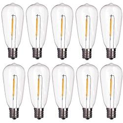 Goothy 10-Pack LED Light Bulbs 0.6 Watt C9/E17 Screw Base ST40 Replacement Clear Plastic Light Bulbs for Outdoor Patio ST40 String Lights, Warm White