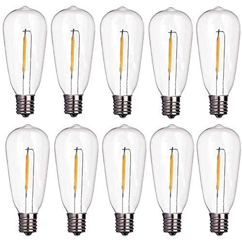 Goothy 10-Pack LED Light Bulbs 0.6 Watt C9/E17 Screw Base ST40 Replacement Clear Plastic Light Bulbs for Outdoor Patio ST40 String Lights, Warm White