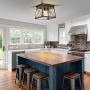 Farmhouse Light Fixture, KingSo Collection One-Light Ceiling Light Fixture with Wood Texture, Flush Mount Ceiling Light for Hallway Dining Room Bedroom Foyer
