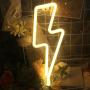 Protecu Neon Lightning Bolt, USB or Battery Operated Neon Sign Shaped Decor Light, LED Neon Decorative Lights, Neon Light Sign for Kids, Living Room, Birthday, Party Decor (Warm White)