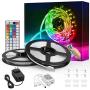 Onforu 66ft LED Strip Lights, RGB Dimmable LED Light Strip, LED Lights for Bedroom, Color Changing Room Light with Remote, 24V Colored LED Tape Light, 5050 RGB Rope Light for Party, TV Backlight, Bar