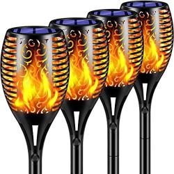 TomCare Solar Lights 99 LED Flickering Flame Solar Torches Lights 43'' Waterproof Outdoor Lighting Solar Powered Pathway Lights Landscape Decoration Lighting Auto On/Off for Garden Patio Yard, 4 Pack