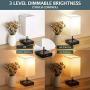 UL Approval Touch Control Table Lamp with USB and AC Outlet, SUPERDANNY 3-Way Dimmable Bedside Nightstand Lamp Modern Light, Desk Reading Lamp for Bedroom, Living Room, White, Set of 1