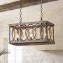 Wood and Metal Chandelier Rectangle 3-Light Adjustable Height Ceiling Pendant Light Dining Room Lighting Fixtures Hanging，Living Room Light ,Kitchen Chandelier UL Listed