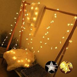 Indoor Star String Lights, Meet the starry night anywhere. Decorative Lights for Girls Bedroom, Wall Wedding, and Ramadan. 43 ft 100 Led 29 v Extendable Waterproof Twinkle Lights with 8 Flashing Modes