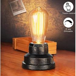 Boncoo Touch Control Table Lamp Vintage Desk Lamp Small Industrial Touch Light Bedside Dimmable Nightstand Lamp Steampunk Accent Light Edison Lamp Base Antique Night Light for Living Room Bedroom