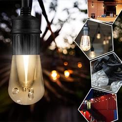 Enbrighten Vintage LED Cafe String Lights, Black, 12 Foot Length, 6 Impact Resistant Lifetime Bulbs, Premium, Shatterproof, Weatherproof, Indoor/Outdoor, Commercial Grade, UL Listed, 35626