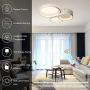 HUOKU Modern LED Ceiling Light, 3 Lights Dimmable Flush Mount Light,23W Circle Rings Ceiling Lamp with Remote Control for Living Room, Bedroom, Dining Room,3000K-6000K(White)