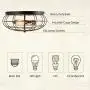 Tangkula Semi Flush Mount Ceiling Light, 3-Light Industrial Style Rustic Ceiling Light Fixture with Iron Metal Cage Lampshade, Vintage Ceiling Lighting Lamp for Home Kitchen Entryway Dining Room