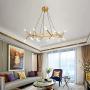 BOKT Mid Century Modern 20-Light Polygonal Chandelier Light Fixture for Kitchen Living Room Foyer Dining Room Ceiling Lamp Includ G4 Warm White Bulbs (Bronze)