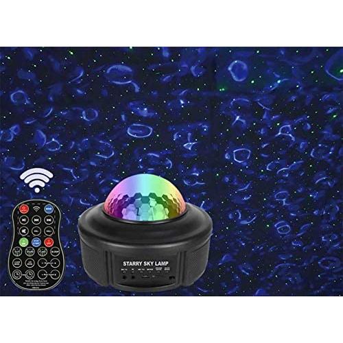 Galaxy Starry Sky Night Light Bluetooth Speaker, USB Bedroom Water Wave Star Light Projector, 3 in 1 Sound Activated Led Party Lights with Timer for Teen & Adults