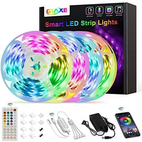 65.6ft/20M Led Strip Lights,GIAKE Led Lights Ultra Long Smart Music Sync Color Changing RGB LED Light Strips APP Controll with Remote LED Lights for Bedroom Party Kitchen Home Decoration