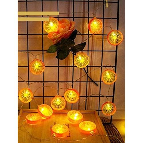 Novelty Lemon Slice String Lights Twinkle Fariy Battery Powered Indoor Outdoor LED Lighting Lamp for Wedding Home Birthday Garden Yard Patio Party Christmas Decorations (6.6ft/20 LED, Orange Lemon)