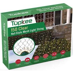 Tupkee Christmas Light Net – 150 Clear Warm Mesh Lights - 4 ft x 6 ft – Outdoor/Indoor – Net Lights for Bushes, Hedges or Trees