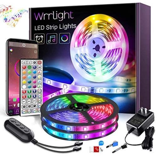 LED Strip Lights, Ultra-Long RGB 5050 LED Lights for Bedroom with 44-Key Remote, Music Sync Color Changing LED Light, APP Controlled LED Light Strip (40ft APP+Remote+Mic+4 Button Switch)