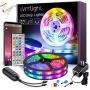 LED Strip Lights, Ultra-Long RGB 5050 LED Lights for Bedroom with 44-Key Remote, Music Sync Color Changing LED Light, APP Controlled LED Light Strip (40ft APP+Remote+Mic+4 Button Switch)