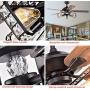 52 In Ceiling Fans with Lights Remote Control, Crystal Chandeliers Fan Lights, 52 Large Walnut Retro Ceiling Fans Lights, Reversible Blades Fandelier Lights for Living Room, Bedroom, Kitchen