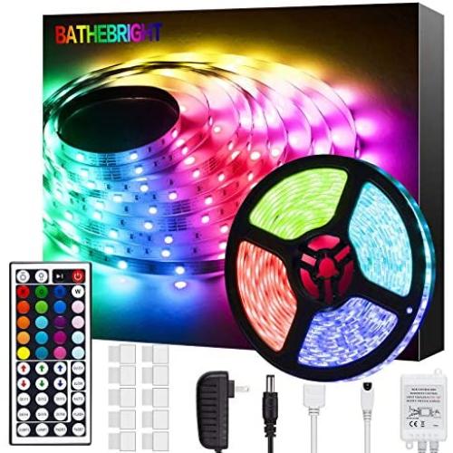 Bathebright led Strip Lights 16.4ft, RGB Color Changing for Bedroom, Room, Kitchen, Ceiling with 44 Keys Remote Control Bathebright led Strip Lights 16.4ft, RGB Color Changing for Bedroom, Room, Kitchen, Ceiling with 44 Keys Remote Control