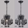 Q&S Mini Crystal Chandelier, Modern Black Small Chandelier, for Hallway, Entryway, Bedroom, Foyer, Bathroom, Kitchen, W11.8'',1 Light E26.
