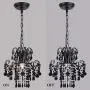 Q&S Mini Crystal Chandelier, Modern Black Small Chandelier, for Hallway, Entryway, Bedroom, Foyer, Bathroom, Kitchen, W11.8'',1 Light E26.