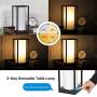 DEWENWILS Dimmable Table Lamp, Touch Control Bedside Lamp with 2.1A USB Port, LED Dimmable Bulb Included, Fabric Shade, Black Metal Finish, Modern Nightstand Lamp for Living Room, Bedroom