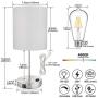 Touch Control Table Lamp, 3 Way Dimmable Bedside Desk Lamp with 2 Fast USB Ports and AC Outlet, Nightstand Lamp for Bedroom Living Room, Modern Office Lamp, Silver Base, 60W LED Bulb Included