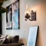 LITFAD Industrial Retro Wall Light Fixtures Dining Room Hallway Kerosene Wall Lamp Metal and Glass Single Light Vintage Style LED Wall Sconce Lighting Bedside Lamp