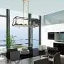 JINZO 31.5'' Rectangle Chandelier 5-Lights Black and Glod Farmhouse Dining Room Lighting Rustic Pendant Chandelier for Kitchen Island