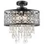 Maxax Round Crystal Chandelier Drum Flush Mount Pendant Ceiling Lighting Fixture for Dining Room, Living Room,Black 5-Lights Maxax Round Crystal Chandelier Drum Flush Mount Pendant Ceiling Lighting Fixture for Dining Room, Living Room,Black 5-Lights