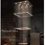 Square Base Spiral Staircase Light Large High Ceiling Light Fixture 12-Lights Raindrop Crystal Chandeliers Modern Living Room Lighting for Hallway Foyer Hall