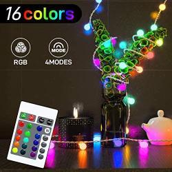 String Lights Indoor Color Changing - USB Powered 16 Colors 21.3FT 50 LED Globe Balls Light with Remote RGB Fairy Lights Hanging Decorative Lighting for Bedroom Wedding Party Dorm Xmas Wall, Outdoor