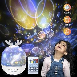 Night Light for Kids, BEVA Star Light Projector Rechargeable with 360 Degree Rotating, Color Changing Nursery Lamp with Remote Control, Best Gift for Baby Girls Boys Birthday Bedroom Party Decoration