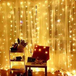 Ever Smart Window Curtain String Lights, USB Powered 300 LEDs Warm White Twinkle Lights for Bedroom, 9.8x9.8 Ft Waterproof Hanging Wall Lights 8 Modes Chasing Fairy String Lights