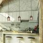 LALUZ Pendant Lighting for Kitchen Island, Farmhouse Mini Cage Hanging Lamp for Dining Room,Bar, Brown Rust Finish