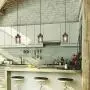 LALUZ Pendant Lighting for Kitchen Island, Farmhouse Mini Cage Hanging Lamp for Dining Room,Bar, Brown Rust Finish