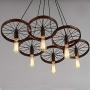 TFCFL 6-Light Wagon Wheel Chandelier, Farmhouse Retro Pendant Lighting with 6 Wheels for Cabin Kitchen Island Dining Room Bedroom and Foyer E27 Socket (Bronze)