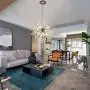 GOODYI Firework Chandeliers, Silver Crystal Sputnik Light Fixture with 8-Light Hanging Light Fixtures Modern Chandelier Ceiling Lights for Living Room Dining Room Restaurant Bedroom