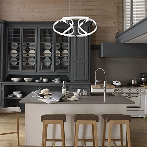 CHYING LED Pendant Lighting, 40W Modern Pendant Light Contemporary Ceiling Chandelier Adjustable Hanging Lights Fixture for Dining Room Living Room Restaurant Bedroom Foyer Daylight White 6500K Chrome CHYING LED Pendant Lighting, 40W Modern Pendant Light Contemporary Ceiling Chandelier Adjustable Hanging Lights Fixture for Dining Room Living Room Restaurant Bedroom Foyer Daylight White 6500K Chrome