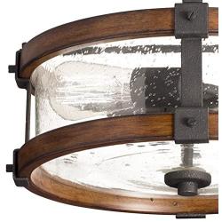 Kichler 38171 Distressed Semi Flush Mount Light, 3, Black Metal and Wood