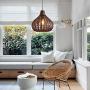 Modern Weave Wicker Hanging Lamp -KWOKING Lighting 1 Light Indoor Lighting Fixture Gourd Rattan Pendant Chandelier Natural Woven Light for Hallway Dining Room - 14''Width