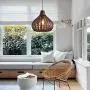 KWOKING Lighting Modern Weave Wicker Hanging Lamp 1 Light Indoor Lighting Fixture Gourd Rattan Pendant Chandelier Natural Woven Light Fixture for Hallway Dining Room - 23.5''
