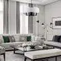 Loclgpm Modern Drum Chandelier Light, 6 Lights Metal Pendant Lighting with White Shade, Black Ceiling Lamp Fixture Hanging for Dining Room Bedroom Kitchen Island Bathroom Living Room Home