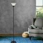 Floor Lamp by Light Accents - Mary Floor Lamp for Living Rooms - Standing lamp - Pole Light - Torchiere Floor Lamp - Bedroom Floor Lamp - Torch Lamps Bright Reading Light with White Shade - Black