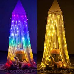 Curtain String Lights Led Curtain Lights for Bedroom Color Changing Warm White Rainbow Fairy Lights Unicorn Bedroom Decor for Girls Kids Birthday Christmas Party Decorations (Icicle)